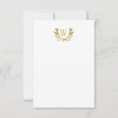 Minimalistisch: elegantes weißes Gold-Leaf-Monogra Save The Date (Rückseite)