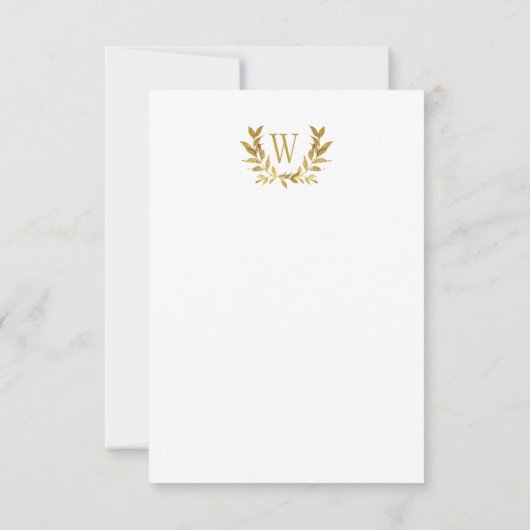Minimalistisch: elegantes weißes Gold-Leaf-Monogra Save The Date (Rückseite)