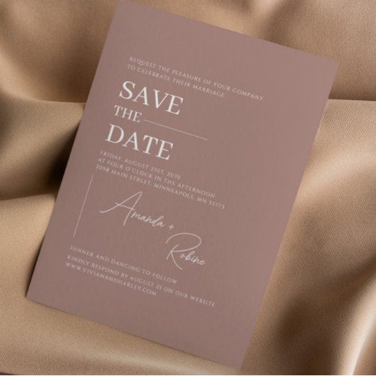 Minimalistisch Eleganto Brown Save the Date
