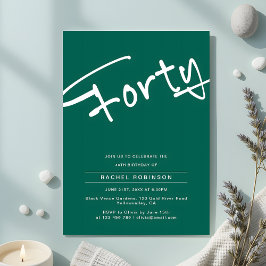 Minimalistisch Emerald Green Adult 40. Geburtstag Einladung