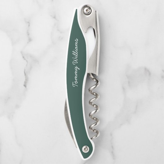 Minimalistisch Emerald Green Beruflich Simple Kellnermesser (Rückseite)