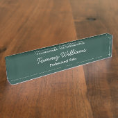 Minimalistisch Emerald Green Beruflich Simple Namensplakette (Seite)