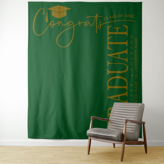 Minimalistisch Emerald Green & Gold Glückwunschs G Wandteppich (Beispiel)