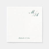 Minimalistisch Emerald Green Monogram Napkin Serviette (Vorderseite)