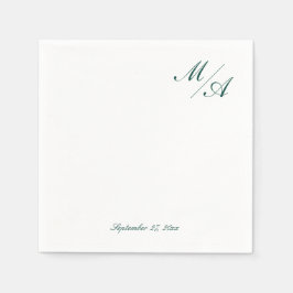 Minimalistisch Emerald Green Monogram Napkin Serviette