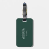 Minimalistisch Emerald Green Personalisiert Monogr Gepäckanhänger (Rückseite vertikal)