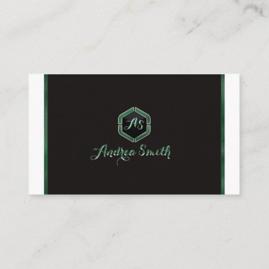 Minimalistisch Emerald Green Script Artistic Monog Visitenkarte (Rückseite)