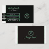 Minimalistisch Emerald Green Script Artistic Monog Visitenkarte (Vorne/Hinten)