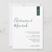 Minimalistisch Emerald Green Script Wedding Einladung (Vorderseite)
