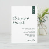 Minimalistisch Emerald Green Script Wedding Einladung (Stehend Vorderseite)