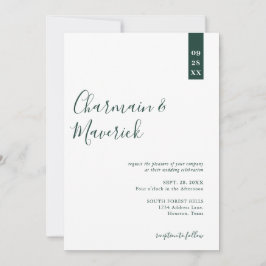 Minimalistisch Emerald Green Script Wedding Einladung