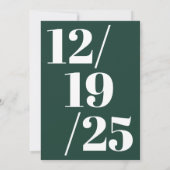 Minimalistisch Emerald Green Simple Bold Chic Wedd Einladung (Rückseite)