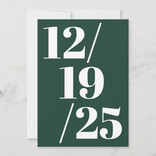 Minimalistisch Emerald Green Simple Bold Chic Wedd Einladung (Rückseite)