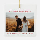 Minimalistisch Erste Weihnachten als Foto Keramikornament (Rückseite)