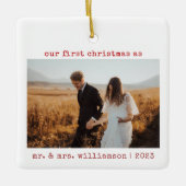 Minimalistisch Erste Weihnachten als Foto Keramikornament (Vorderseite)