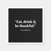 Minimalistisch essen, trinken und dankbar sein serviette (Vorderseite)