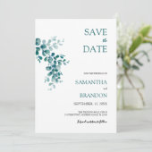 Minimalistisch Eukalyptus Greenerage Foliage Save The Date (Stehend Vorderseite)