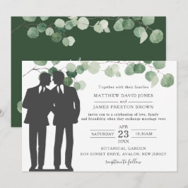 Minimalistisch Eukalyptus Greenery Gay Wedding Mr. Einladung