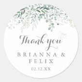 Minimalistisch Eukalyptus Vielen Dank Gastgeschenk Runder Aufkleber (Vorderseite)