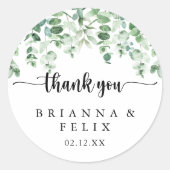 Minimalistisch Eukalyptus Vielen Dank Gastgeschenk Runder Aufkleber (Vorderseite)