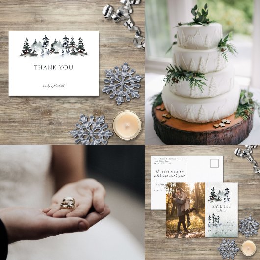 Minimalistisch Evergreen Mountain Green Slate Blue Ankündigungspostkarte