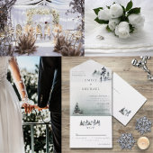 Minimalistisch Evergreen Mountain Green Slate Blue RSVP Karte