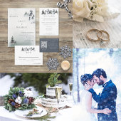 Minimalistisch Evergreen Mountain Green Slate Blue RSVP Karte