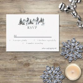 Minimalistisch Evergreen Mountain Green Slate Blue RSVP Karte