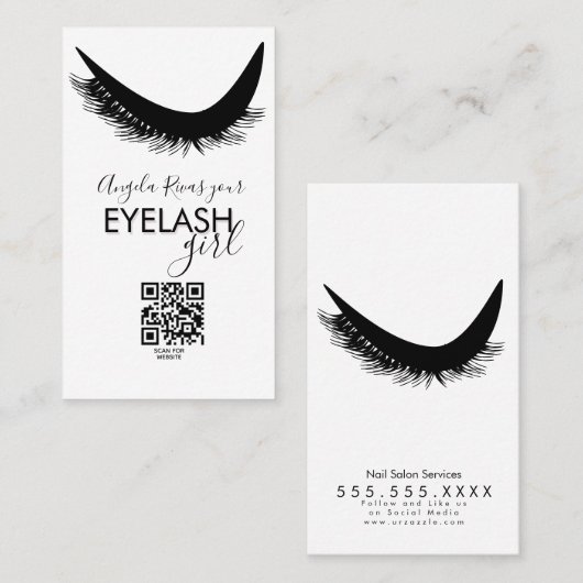 Minimalistisch Eyelash Girly Salon Beauty Visitenkarte (Vorne/Hinten)