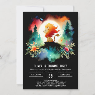 Minimalistisch Fantasy Lion Birthday Einladung