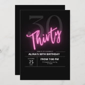 Minimalistisch Feiern wir Einladung 30. Neon (Vorne/Hinten)