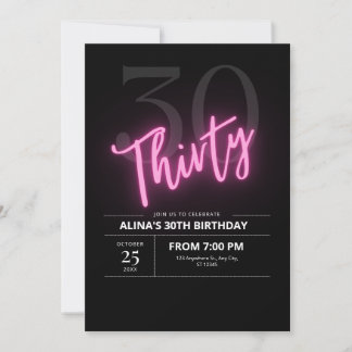 Minimalistisch Feiern wir Einladung 30. Neon