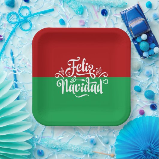 Minimalistisch Feliz Navidad Spanisch Frohe Weihna Pappteller (Party)