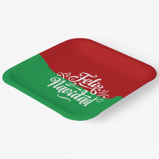 Minimalistisch Feliz Navidad Spanisch Frohe Weihna Pappteller (Gewinkelt)