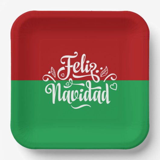 Minimalistisch Feliz Navidad Spanisch Frohe Weihna Pappteller (Vorderseite)