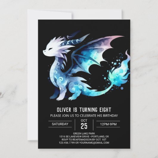 Minimalistisch Ferocious Dragon Geburtstag Einladung (Vorderseite)