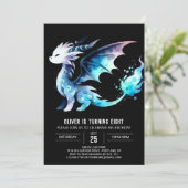 Minimalistisch Ferocious Dragon Geburtstag Einladung (Stehend Vorderseite)