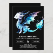 Minimalistisch Ferocious Dragon Geburtstag Einladung (Vorne/Hinten)