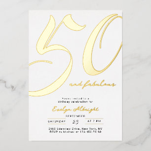 Minimalistisch Fifty and Fabulous 50. Geburtstagsf Folieneinladung