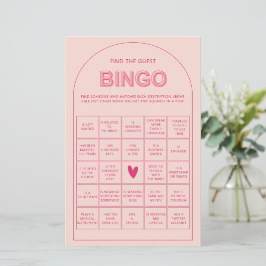 Minimalistisch finden Sie das Gast-Bingo-Brautpart (Stehend Vorderseite)
