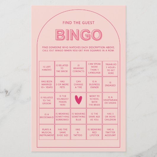 Minimalistisch finden Sie das Gast-Bingo-Brautpart (Vorderseite)