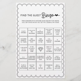 Minimalistisch finden Sie das Gast-Bingo-Brautpart Flyer