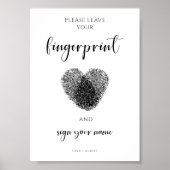 Minimalistisch Fingerprint Hochzeit Gästebuchzeich Poster (Vorne)
