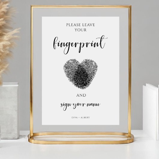 Minimalistisch Fingerprint Hochzeit Gästebuchzeich Poster