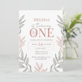 Minimalistisch Floral Boho Terracotta 1. Geburtsta Einladung (Stehend Vorderseite)