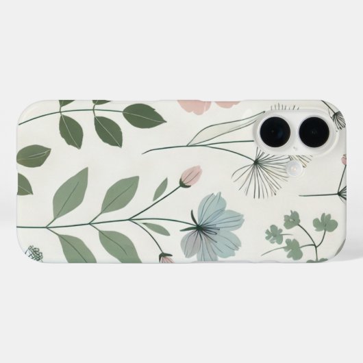 Minimalistisch floral iPhone Case (Rückseite (Horizontal))