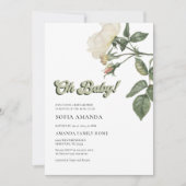 Minimalistisch Floral Oh Baby Dusche Einladung (Vorderseite)