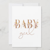 Minimalistisch Floral Word Baby Girl Babydusche Einladung (Rückseite)