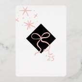 Minimalistisch Foil Bow Abschluss Foto Folieneinladung (Rückseite)
