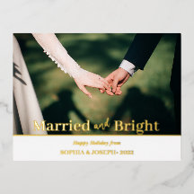 Minimalistisch Foil Foto Merry and Bright Newlywed